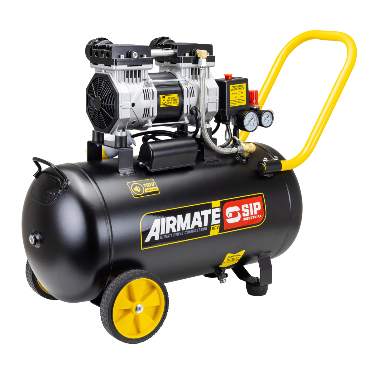 SIP AIRMATE® 110V 50L 2hp Low Noise Oil-Free Direct Drive Compressor